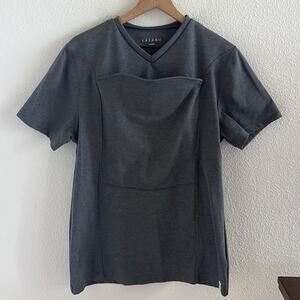 Lalabu Dad Shirt Gray Soothe Shirt Baby Wearing Carrier Top Kangaroo Large